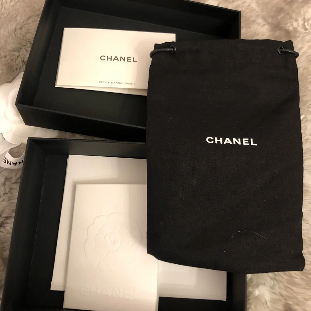 Chanel lambskin leather blue bifold wallet